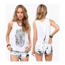 Fringer Impressão Mulher Blusa Estilo Loose Lady Tank Top